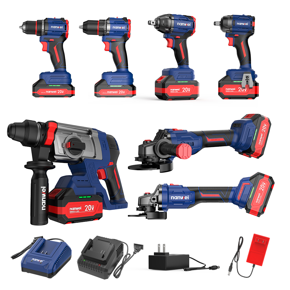 NANWEI Multifunctional Cordless Power Drill Combo Kit Household Tool &amp; Craftsman Mechanic Woodworking Set Battery Source CE