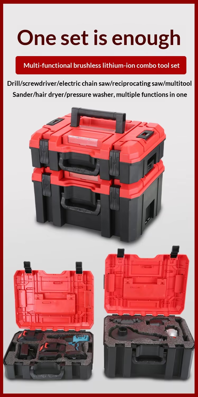 Customized Steel Lithium Battery Multi-Purpose Rechargeable Electric Hammer Tool Set with Hard Case OEM/ODM