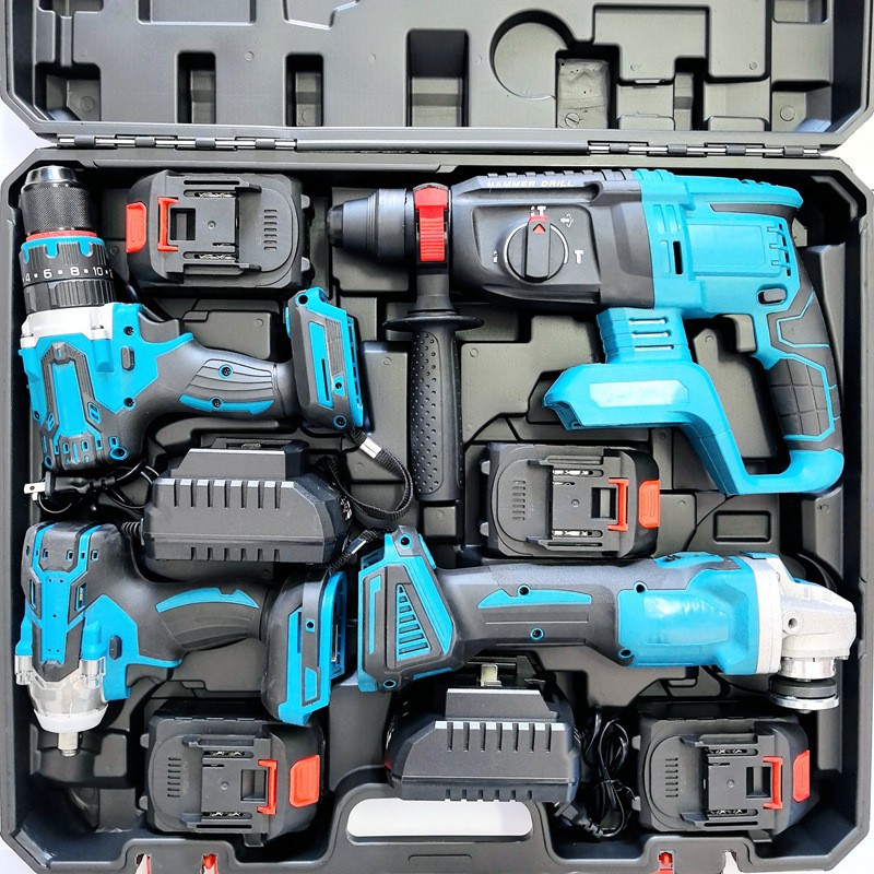 48V High-Performance Industrial Grade Cordless 4 in 1 Brushless Power Tool Set Drill Set 4 10-Cell Battery 2 Chargers
