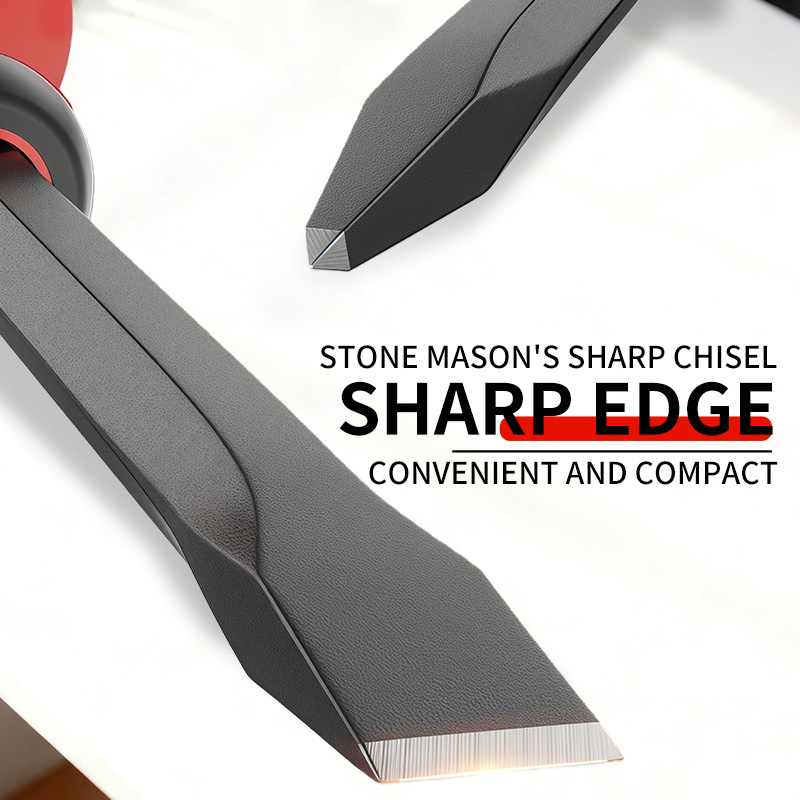High-carbon Steel Stone Mason's Chisel &amp; Concrete Chisel - Rubber-Coated Handle, Hand Guard for Stone Working