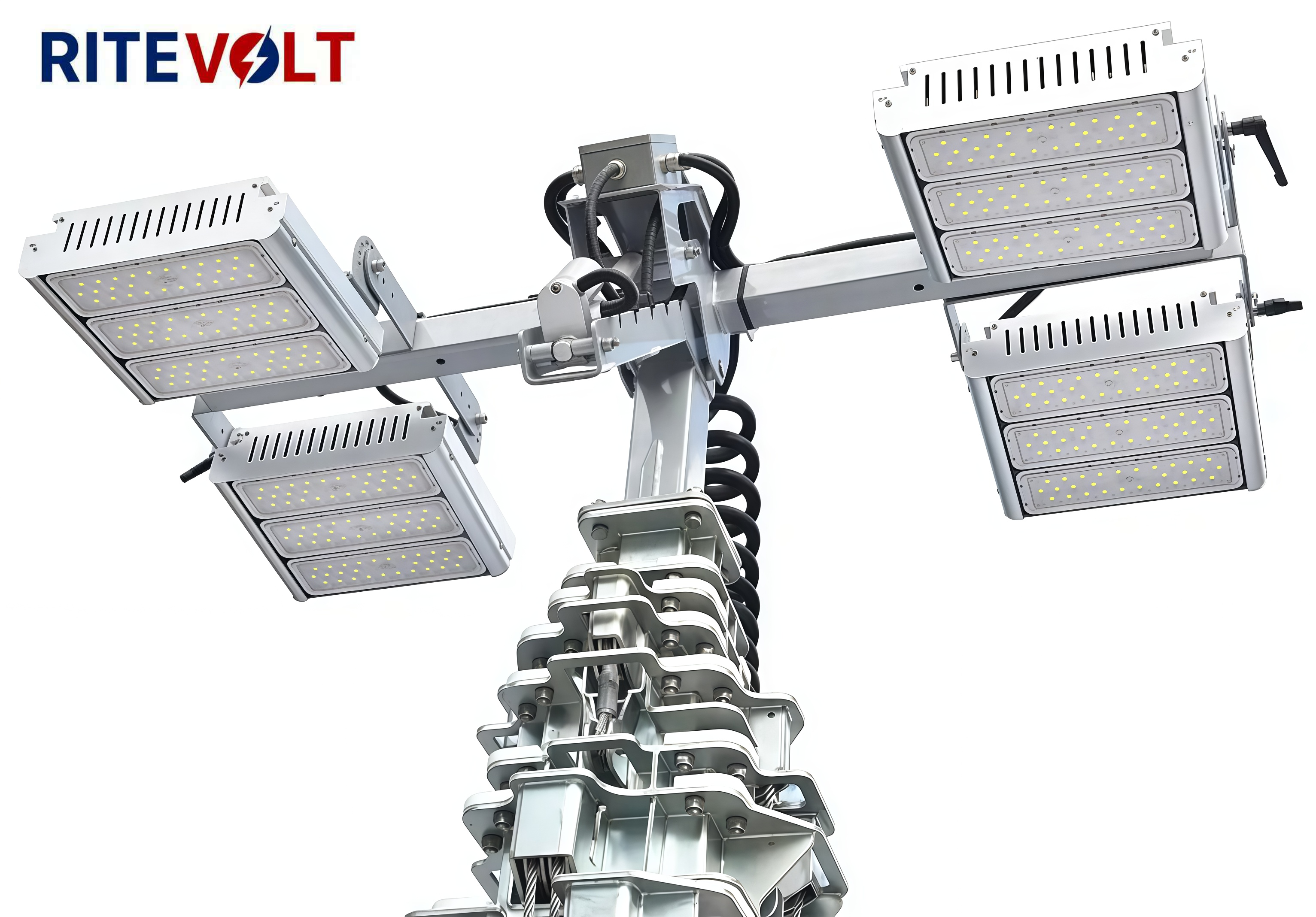 MPPT 2*450W Monocrystalline Solar Panel Off-Grid Mobile Solar Power Light Tower LED Lighting Ground Mounting Outdoor Security