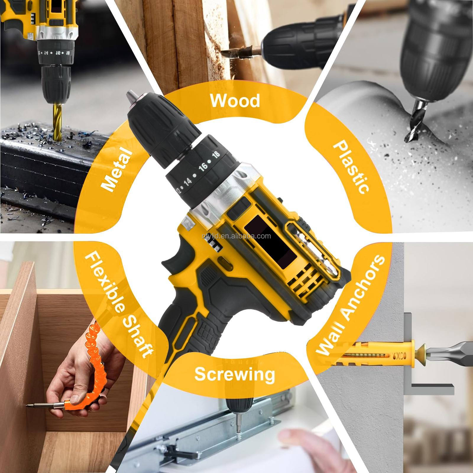 Factory Wholesale OEM/ODM Professional 21V Cordless Drill Screwdriver Combo Kit Lithium-Ion Power Tool Set Construction Variable