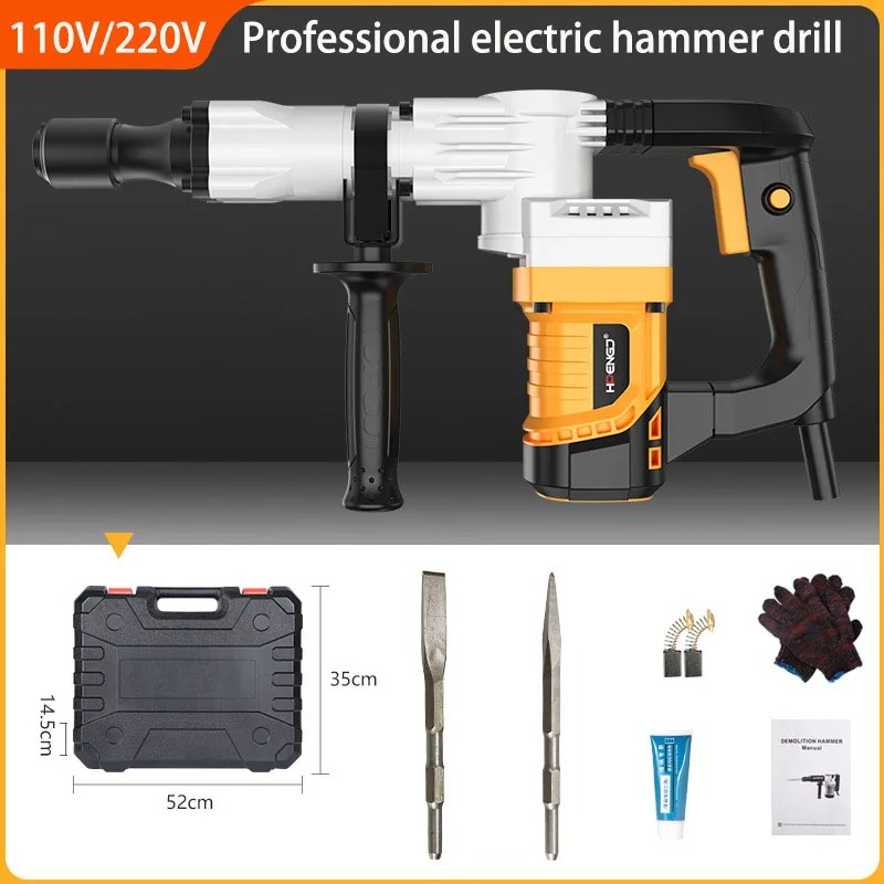 Heavy Duty Electric Demolition Hammer for Concrete Breaking Wall Slotting and Construction Site Demolition Tasks