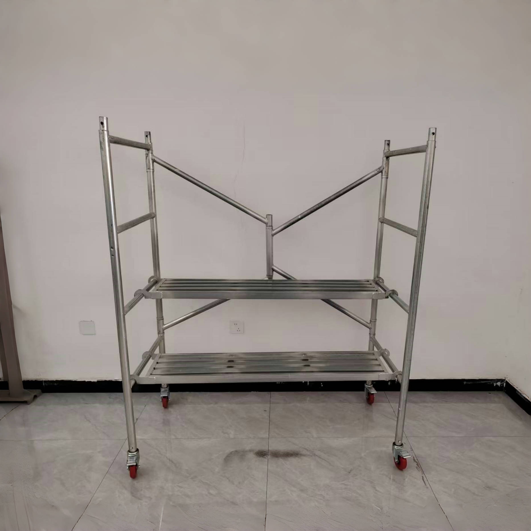 Multifunctional Portable Folding Scaffold With Wheels Light-Duty Galvanized Scaffoldings For Workshop Use