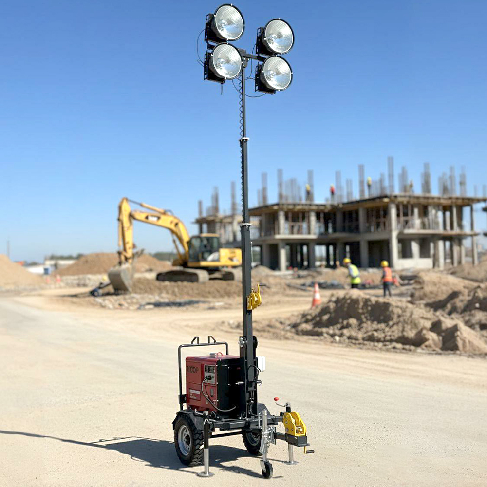 5M 7M 9M diesel Generator 4x1000W Mobile Light Towers Telescopic Mast Portable Outdoor Lighting Tower