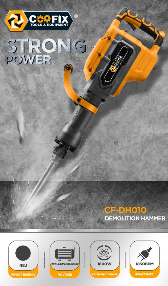 Coofix 1800W Demolition Breaker Cordless Electric Hammer Drill Machine
