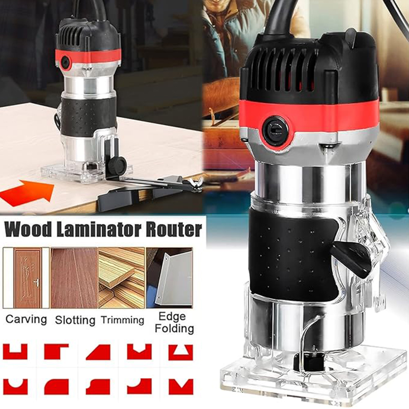Portable Power Palm 2-In-1 Trimming Machine Cutter 800W Woodworking Electric Hand Router Tool 30000RPM Wood Edge Trimmer