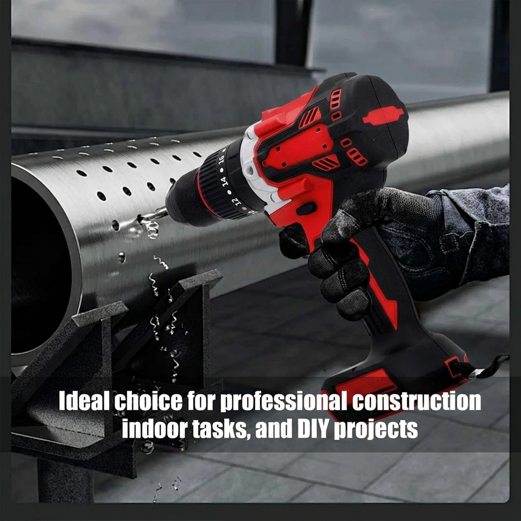 21V Brushless Cordless Industrial Grade Adjustable Torque Dual Speed Lithium Battery Drill