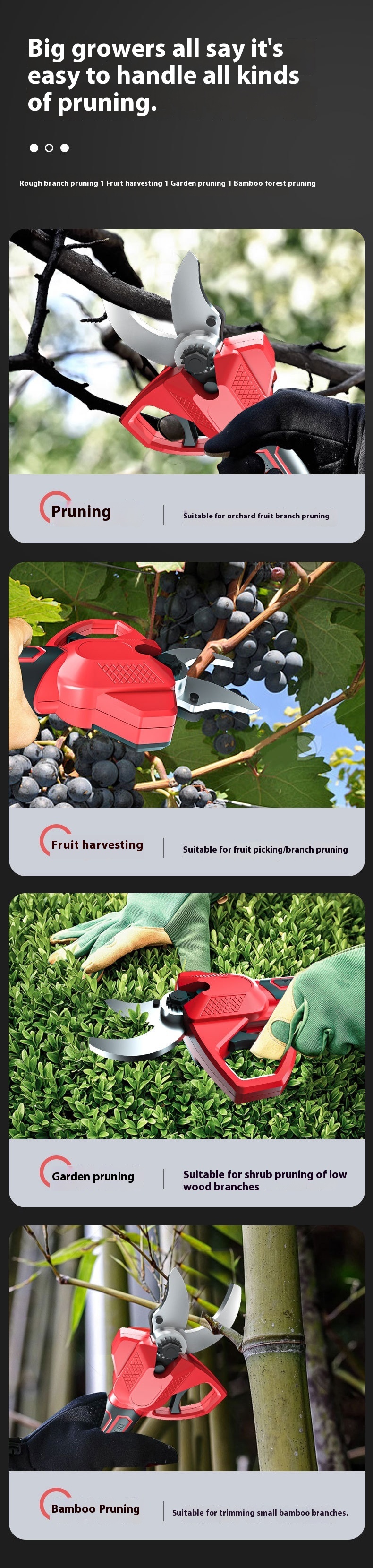 Portable Household Electric Scissors DIY Grade Power Tools with New Lithium Battery for Fruit Tree Gardening