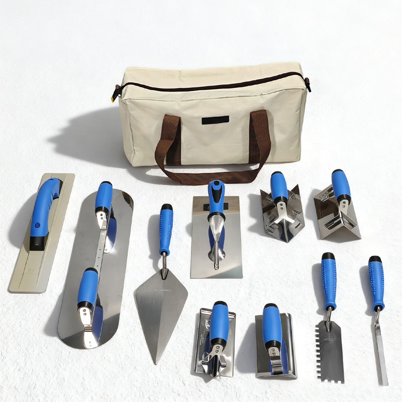 10pcs Stainless Steel Masonry Hand Tool Set with Brick Cutter &amp; Corner Trowel for DIY Bricklaying &amp; Construction