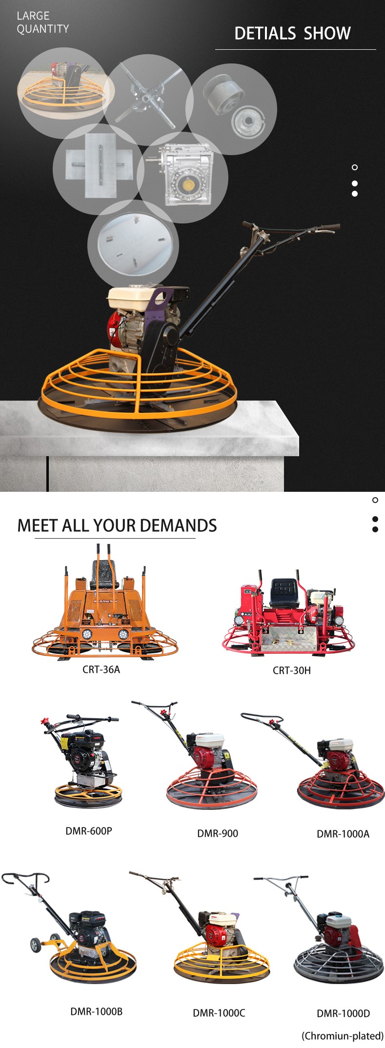 2026 Hot Sale Concrete Finishing 36 Inch Trowel Machine Gasoline Diesel Copper Hand Held Power Trowel Concrete Polishing