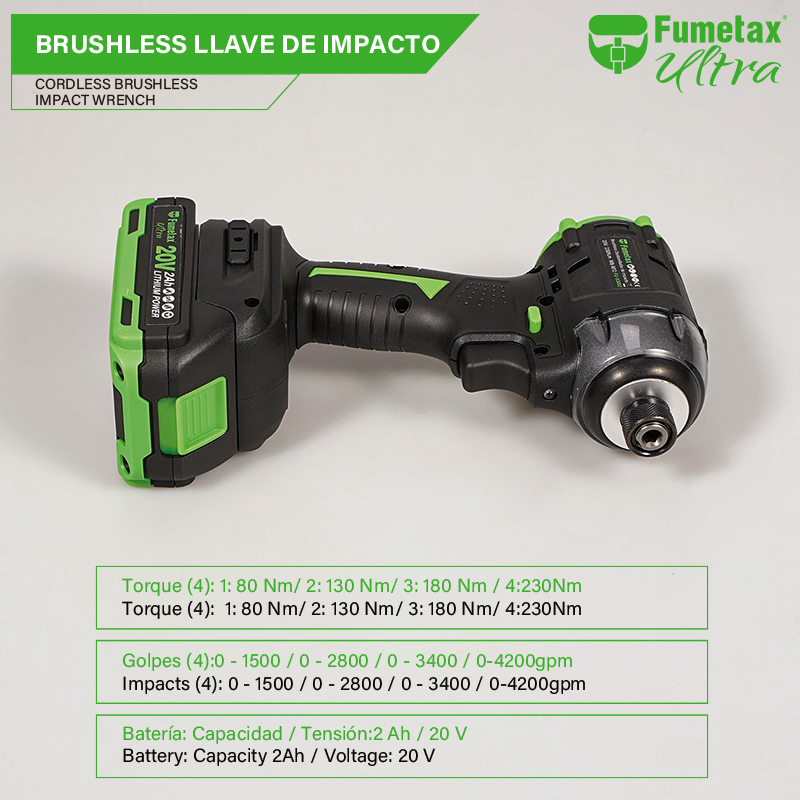 Fumetax 1/4" Three-Speed Cordless Brushless Impact Driver Kit for Construction High-Capacity Mini Hammer Drill