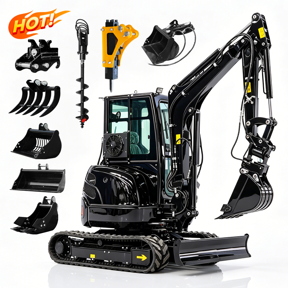 FREE SHIPPING 3.5 Ton Mini Excavator CE EPA EURO 5 Crawler Kubota Engine 1Ton 2Ton Digger Small Bagger Farm Excavators Machine