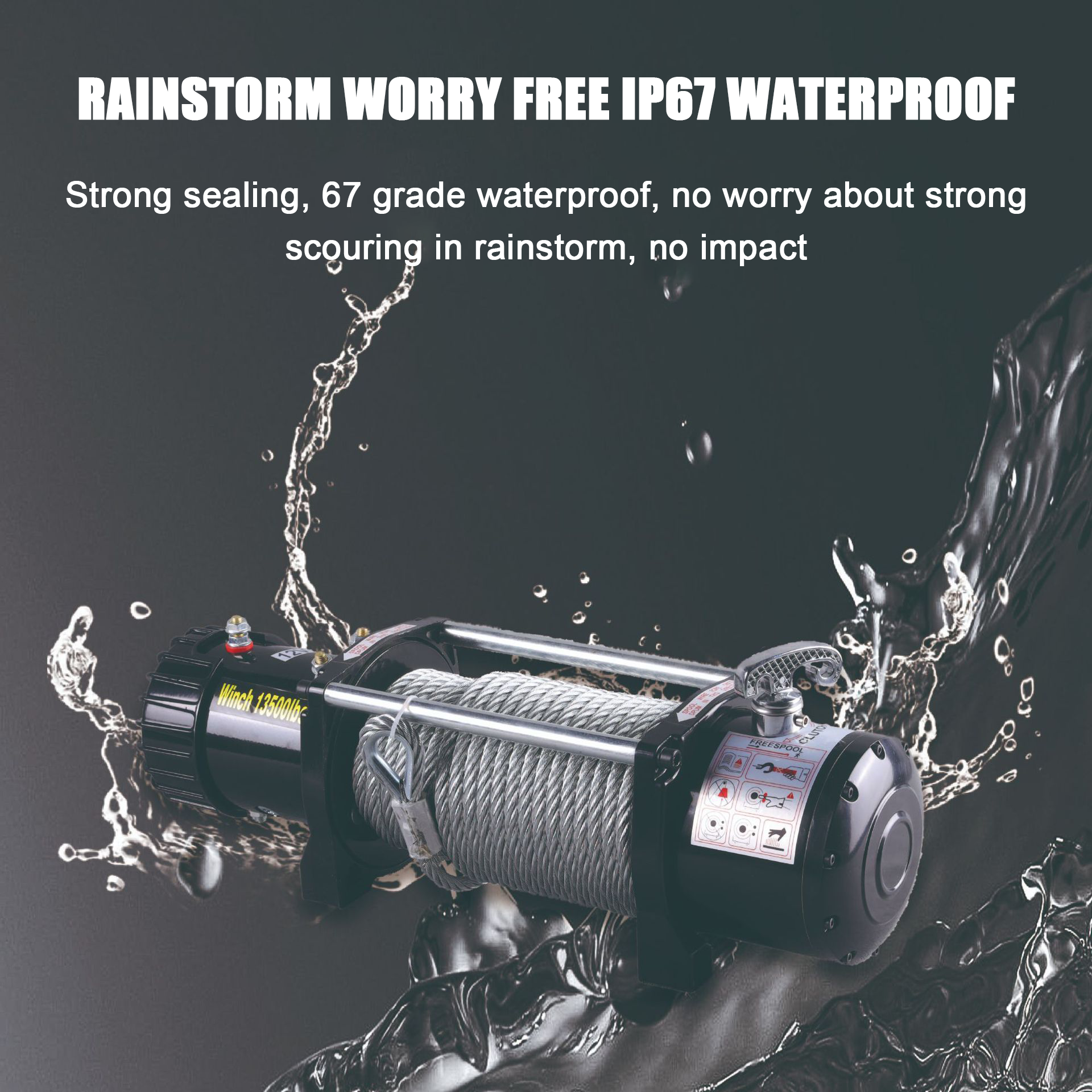 Heavy Duty 12000lb Electric Winch 12V Waterproof Electric Recovery Winch With Wireless Remote Control Synthetic Rope