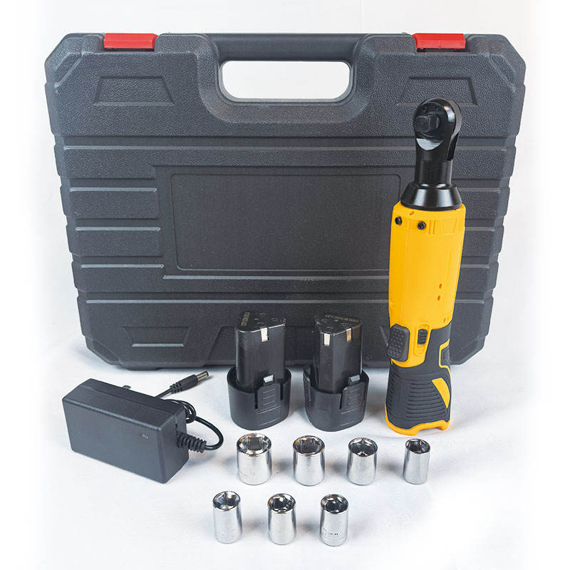 Industrial Cordless Electric 12v Ratchet Wrench Set with 2 Packs of 1300mAh Lithium-ion Batteries Max Torque 80n