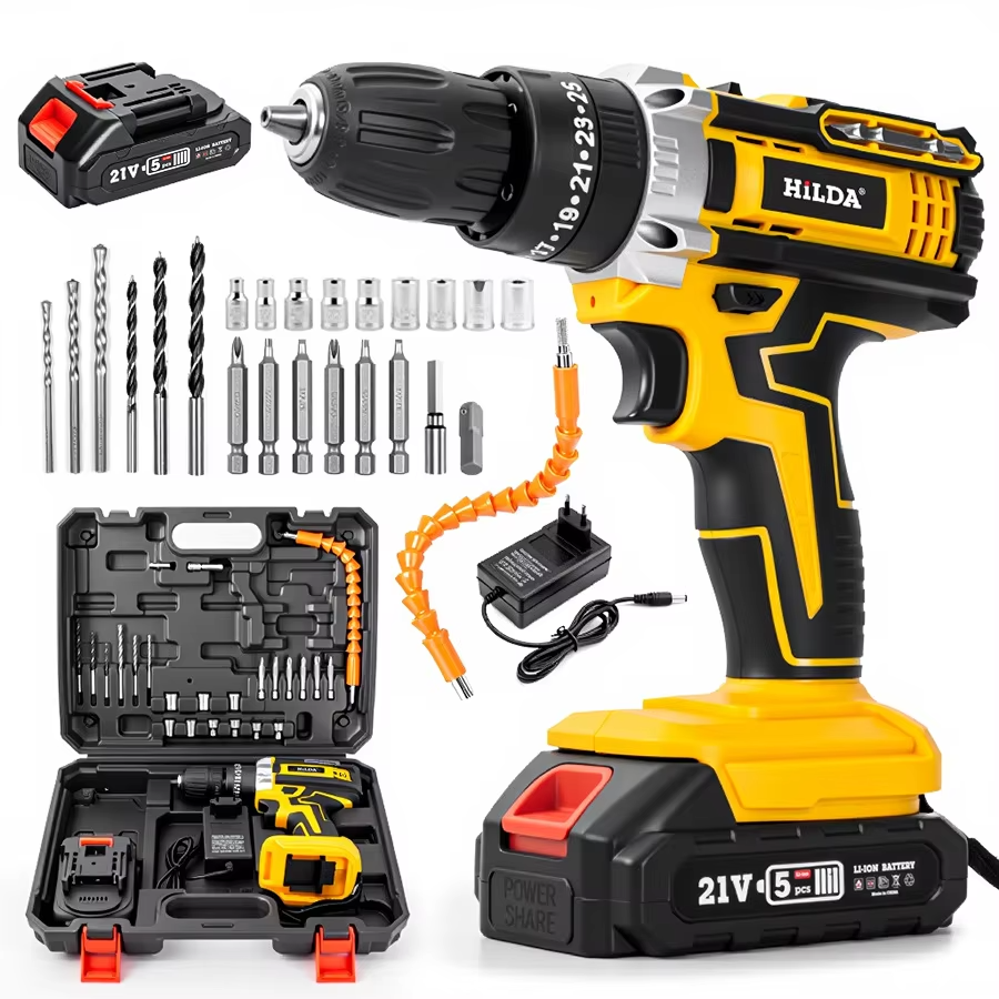 21 Volt Battery-Powered Rechargeable Drill and Screwdriver Customizable On Demand
