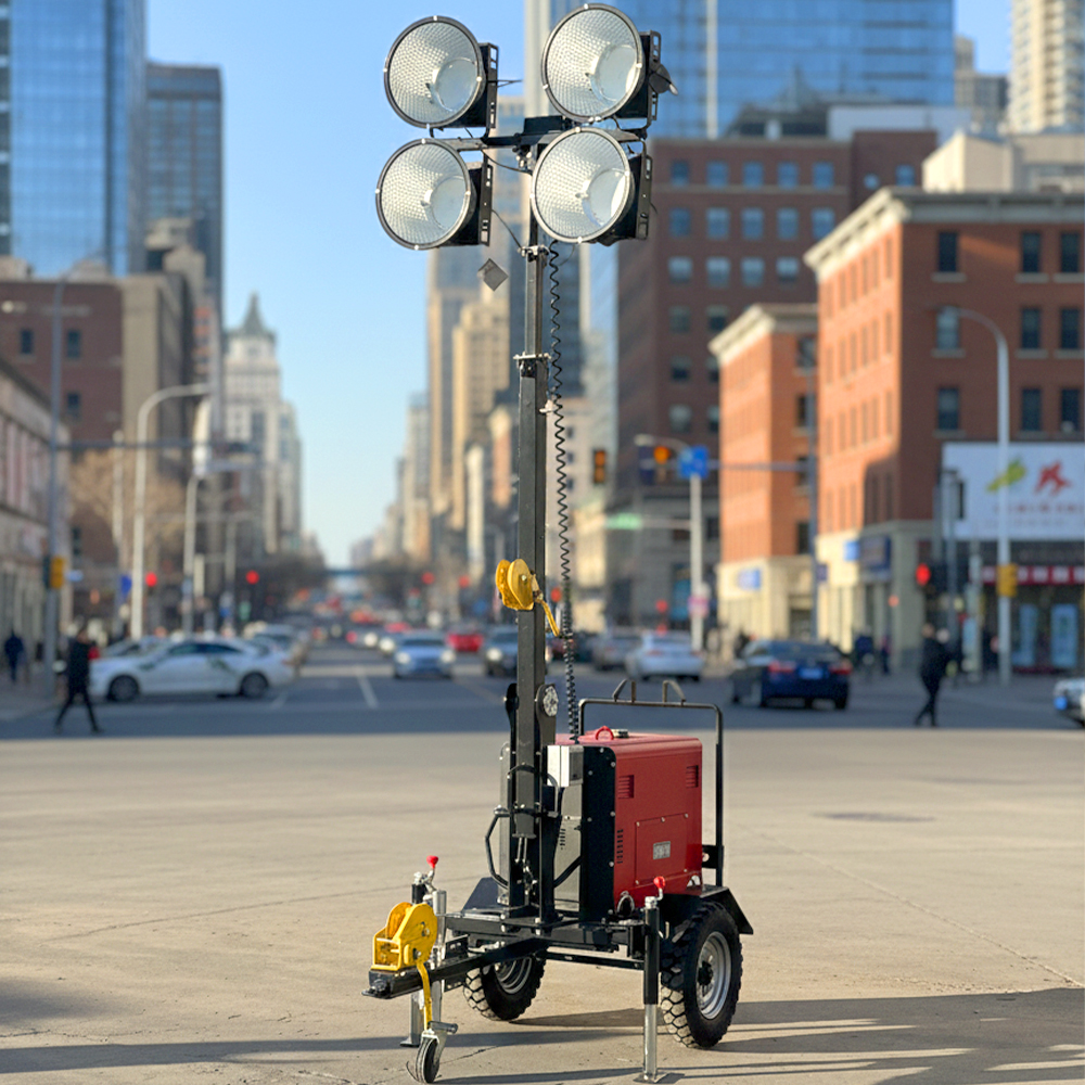 5M 7M 9M diesel Generator 4x1000W Mobile Light Towers Telescopic Mast Portable Outdoor Lighting Tower