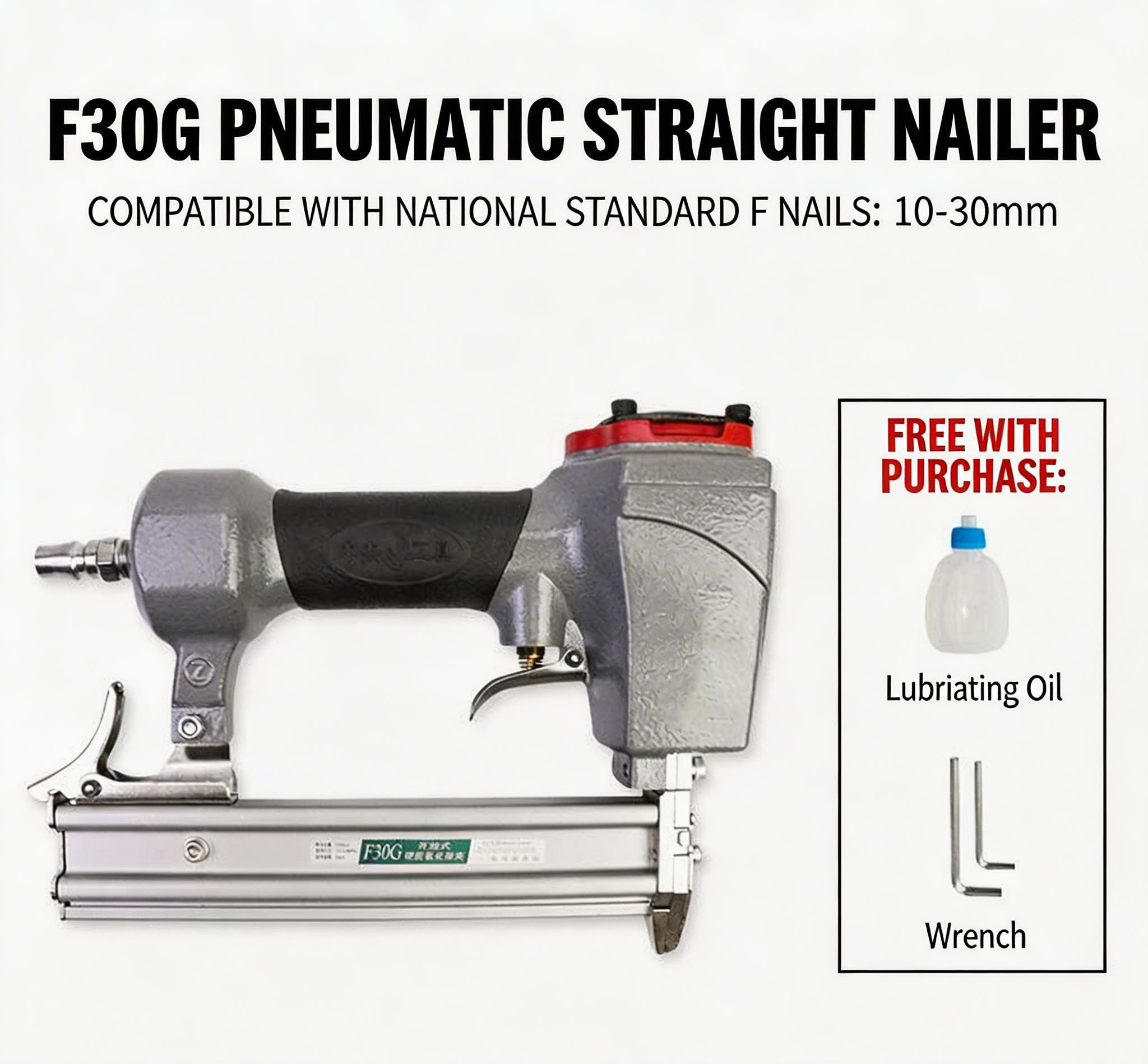 Air-Powered Steel Nail Gun Pneumatic Fastening Tool with Depth Control for Concrete Brick Wood Construction