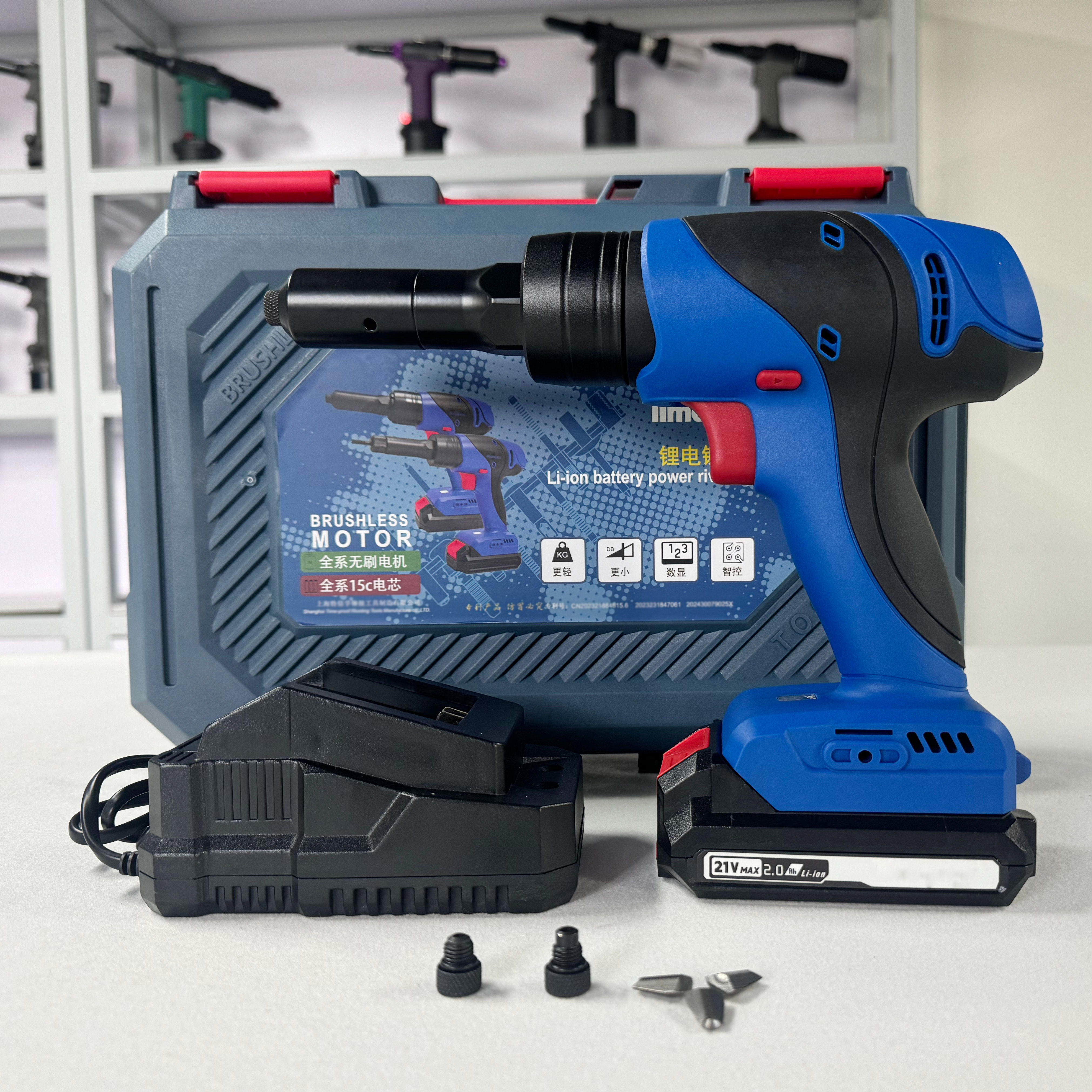 OEM Industrial Cordless Blind Rivet Gun 21V Brushless Battery Riveter Lightweight Electric Power Tool