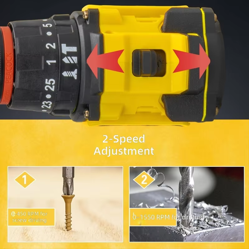 Factory Direct Custom Cordless Hand Drill 16.8V Brushless Lithium Battery Variable Speed Keyless Power Tool Set Electric Drill