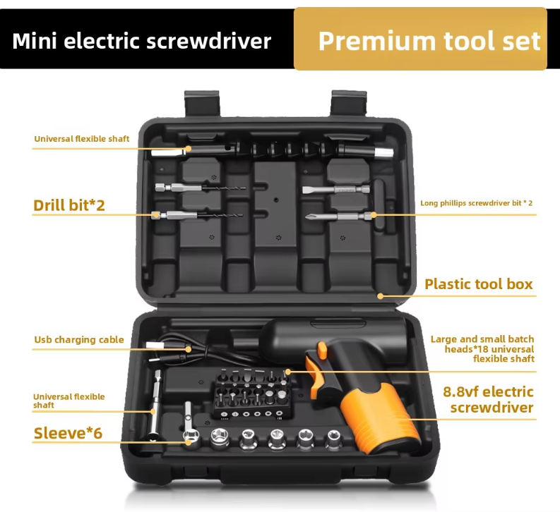 Multifunctional Lithium Rechargeable Pistol Drill Electric Screwdriver Set Handhold Power Electric Drill Set