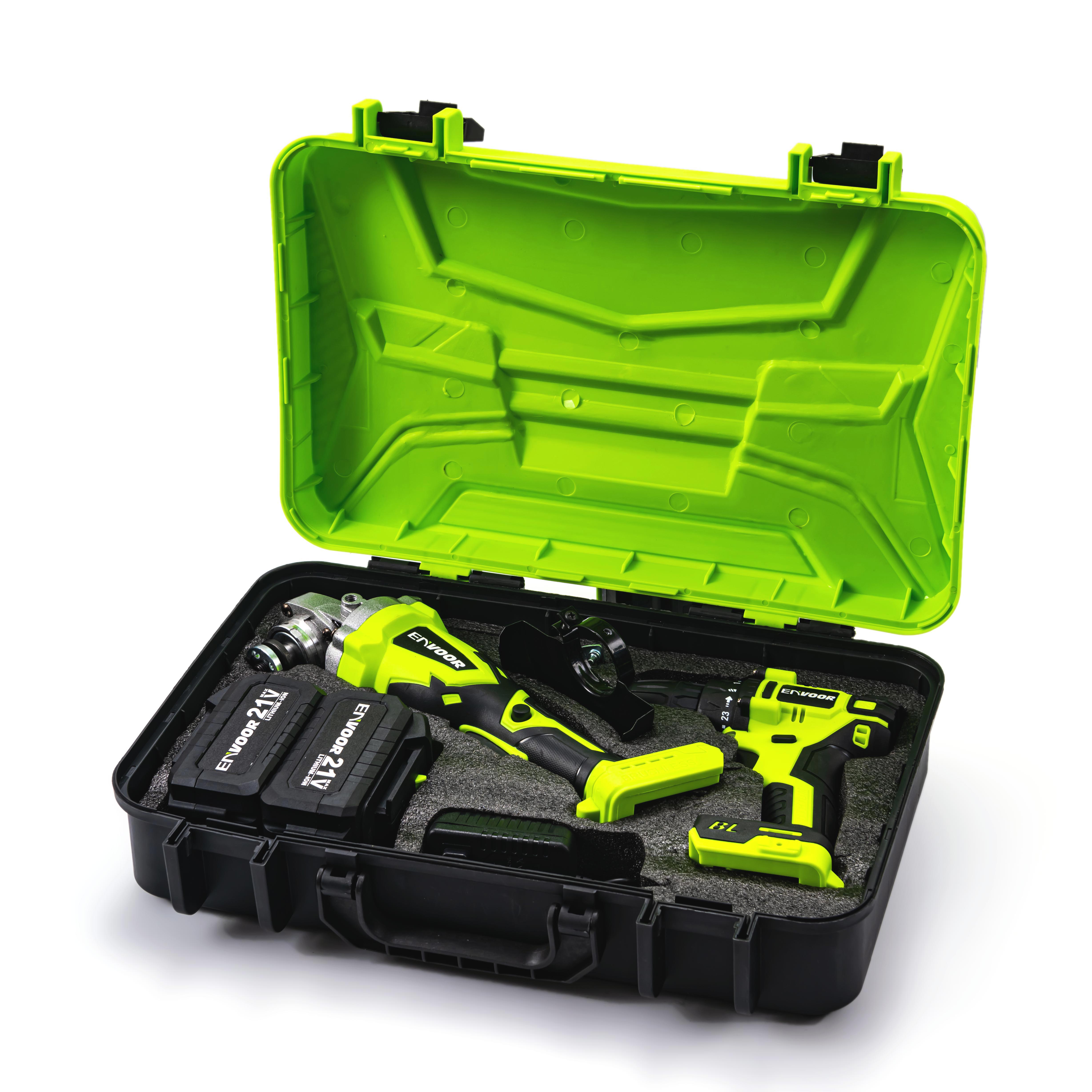 2-piece Cordless Charging Professional Brushless 128V Lithium Electric Drill and Angle Grinder Power Cordless Tool Set