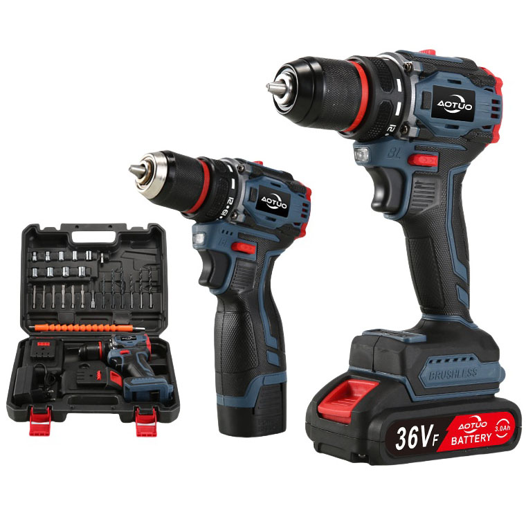 36V Brushless Portable Cordless Drill Battery Power Tool Set Impact Drill Kits Industrial Rechargeable Electric Screwdriver
