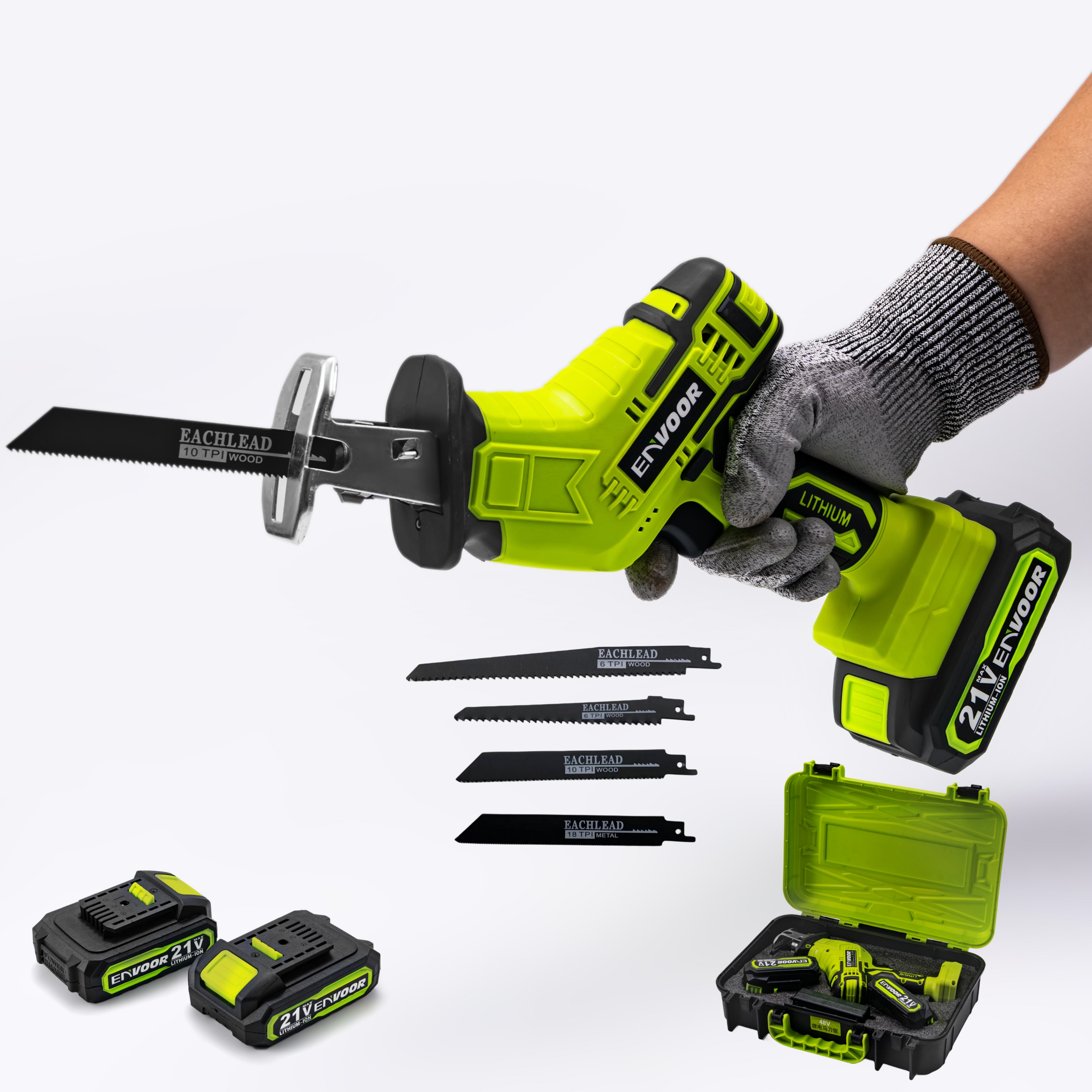 21V Battery Meat Bone Wood Cutting Machine Saw Power Tool Cordless Brush Electric Reciprocating Saw