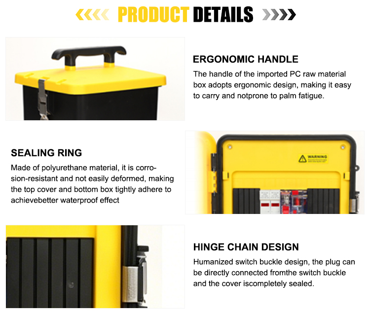 IP67 Waterproof 60A 220V Portable Power Distribution Box with Industrial Sockets for Construction Site