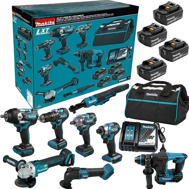 Wholesale Makita Rechargeable Tools 18V Ratcheting Spanner Angle Grinder Impact Wrench Drill Cordless 13-in-1 Power Tool Set