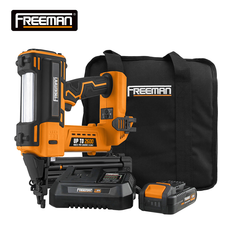 Freeman 20 Volt Cordless 18-Gauge 2 Inch Brad Nailer Kit With Lithium Ion Battery, Charger, Bag And CE Certificate