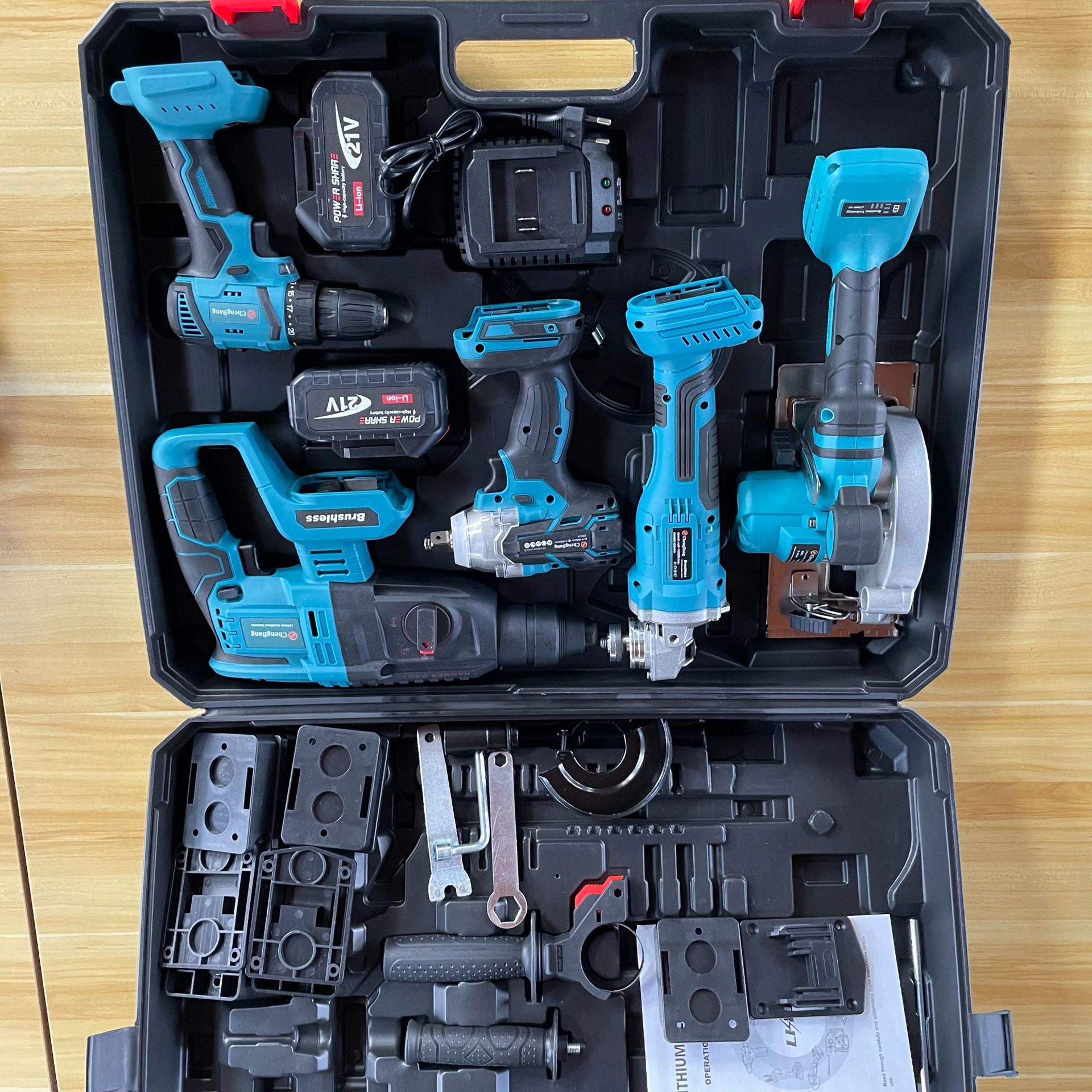 Power Tool Kits Electric Hammer Impact Drill Brushless Angle Grinder Cordless Wrench Portable Circular Saw Set 1 Set Hard Case