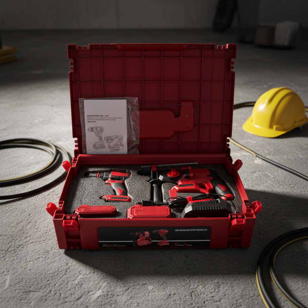 Industrial 20V Li-ion Brushless Motor Cordless Combination Tool Kit with High Capacity Battery for Professional Building
