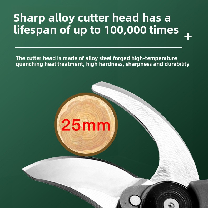 Cordless Electric Pruning Shears Lithium Battery Powered Tree Branch Cutter for Garden Trimming