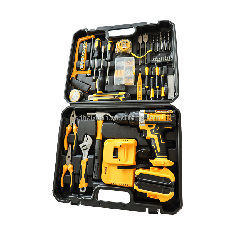 Contractor Grade 21V Brushless Cordless Tool Combo Drill and Grinder Kit with Extensive 118 Piece Professional Set