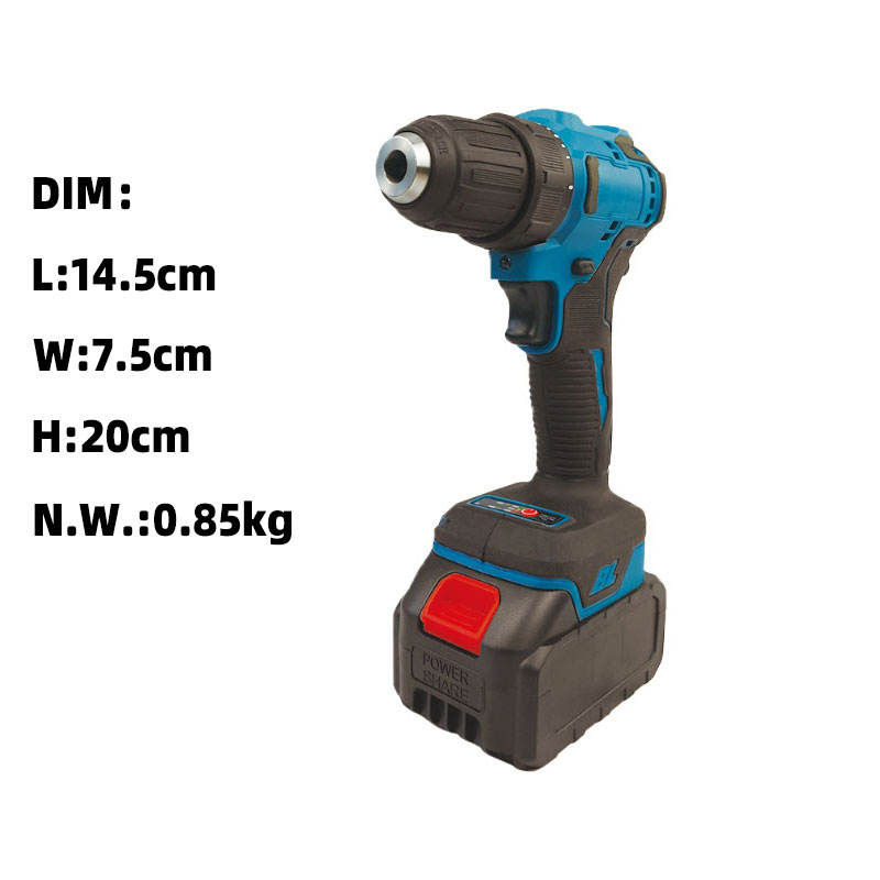 High Quality 18V 24V Cordless Impact Electric Drill 10mm Portable Hardware Power Tools with 20V Industrial Grade Li-ion Battery