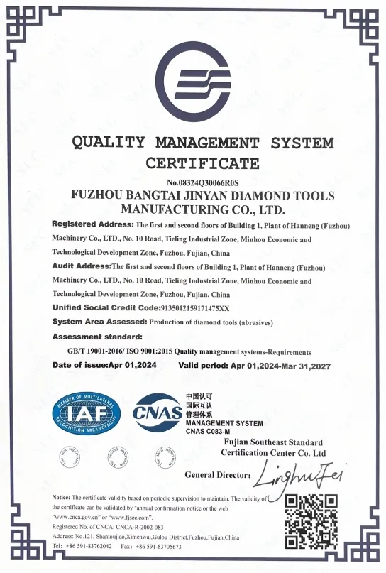 Diamond Tool Certificate 2