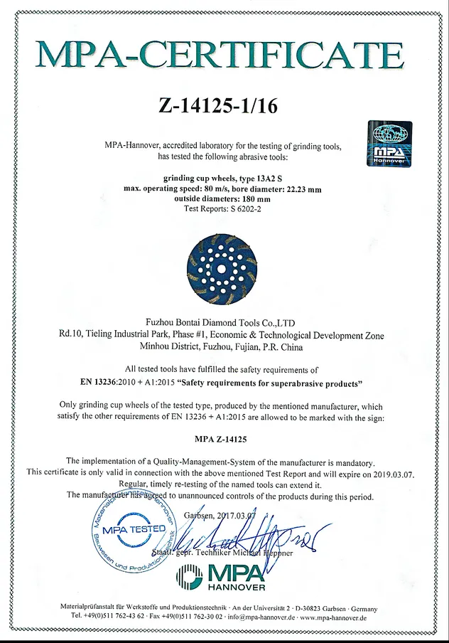 Diamond Tool Certificate 3
