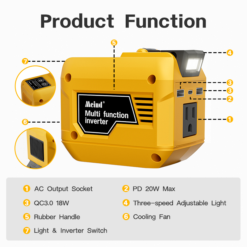 Lithium Battery Power Inverter 20v To Ac110v 220v Outdoor Household Multifunctional Intelligent Transformer Electric Tool