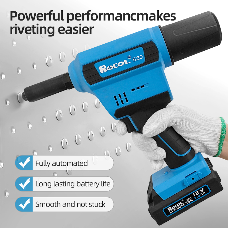 RL-520 Handheld Cordless Rivet Tool | 18V Lithium Battery Riveter | Tools Set Box Electrical For 2.4-6.4mm Metal Fastening