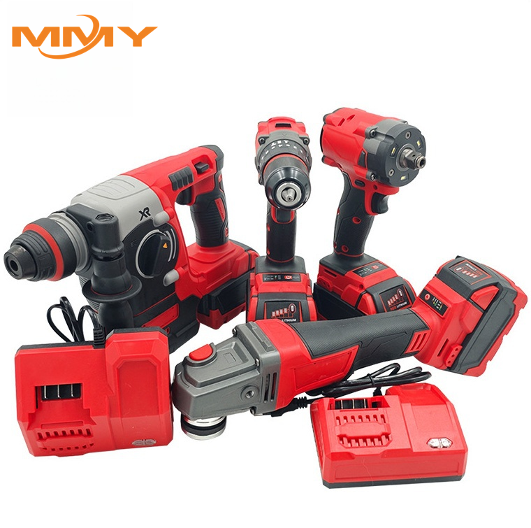 Red 21V Cordless Tool Set with Brushless Motor for Construction Applications