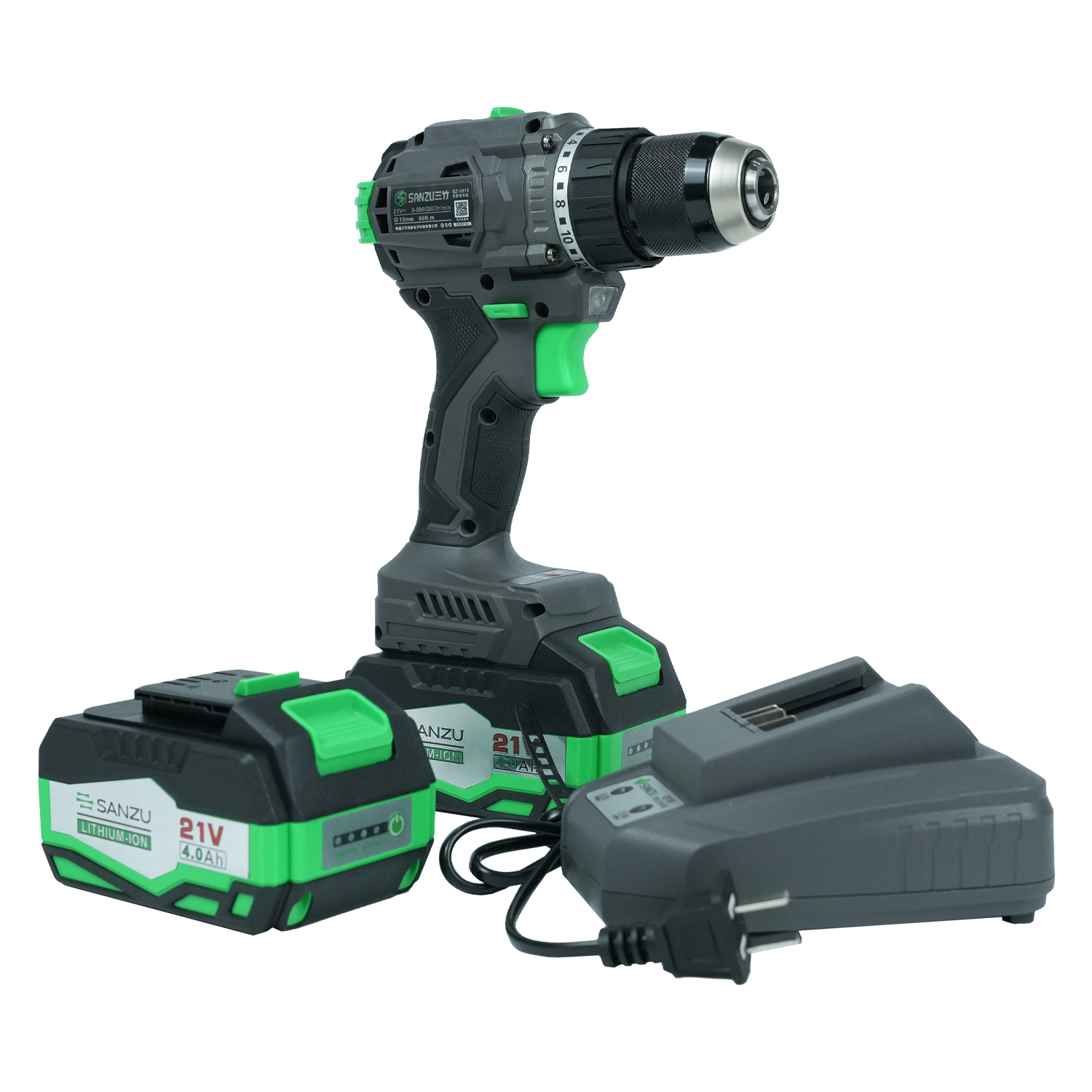 SANZU 20V Hand Drill Battery Machine Drills Set 90N.m Cordless Power Brushless Drills for Tools
