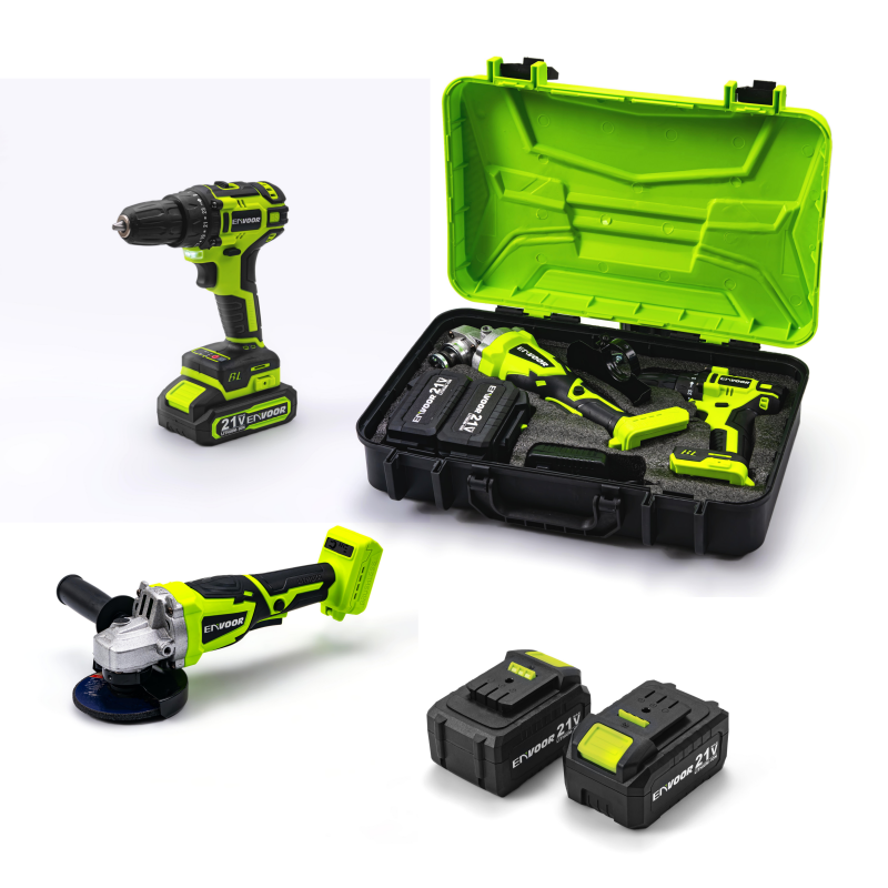 2-piece Cordless Charging Professional Brushless 128V Lithium Electric Drill and Angle Grinder Power Cordless Tool Set