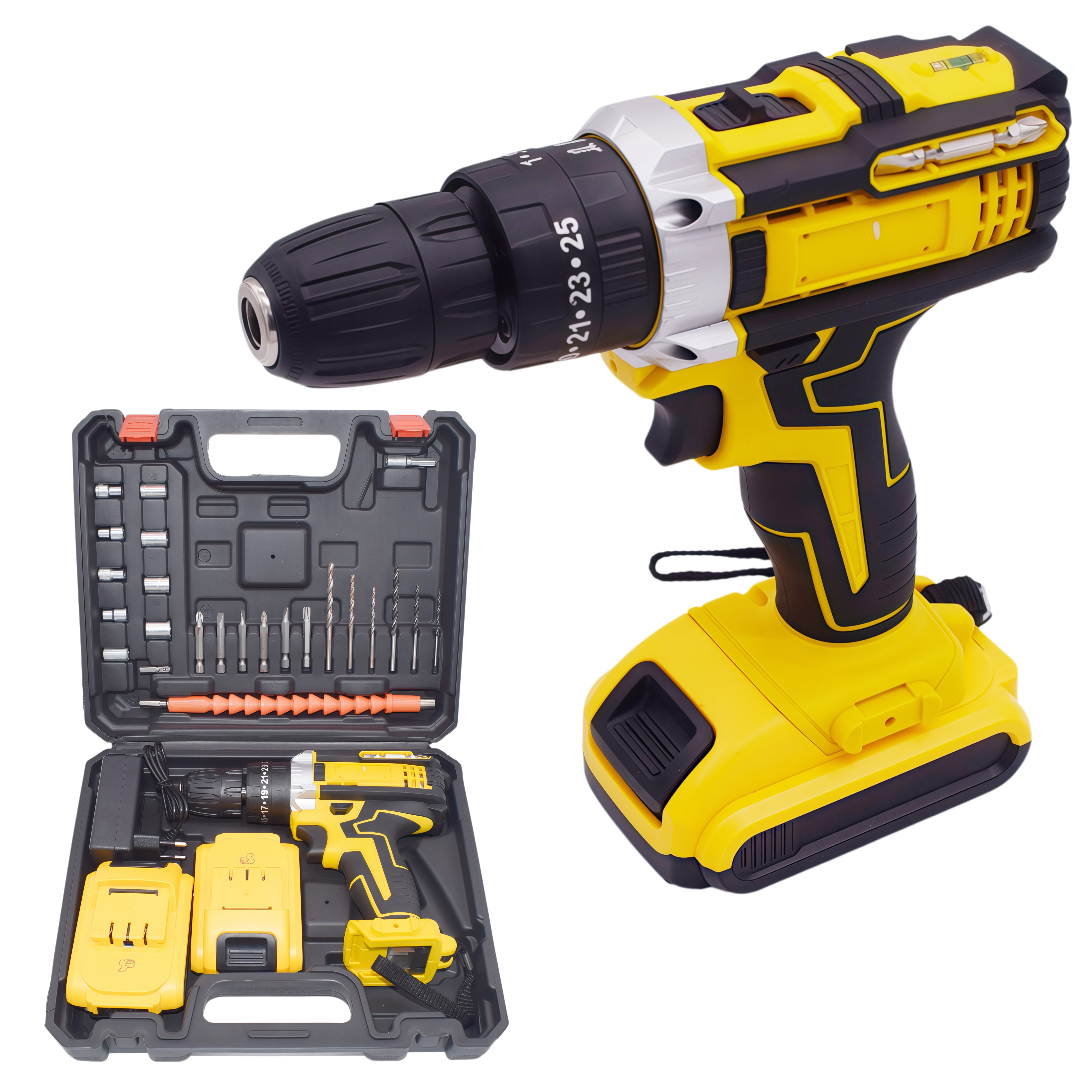 Portable 21V Lithium-Ion Cordless Drill Set Variable Speed Brush Motor Rechargeable Battery Charger 10mm Max Drilling Diameter