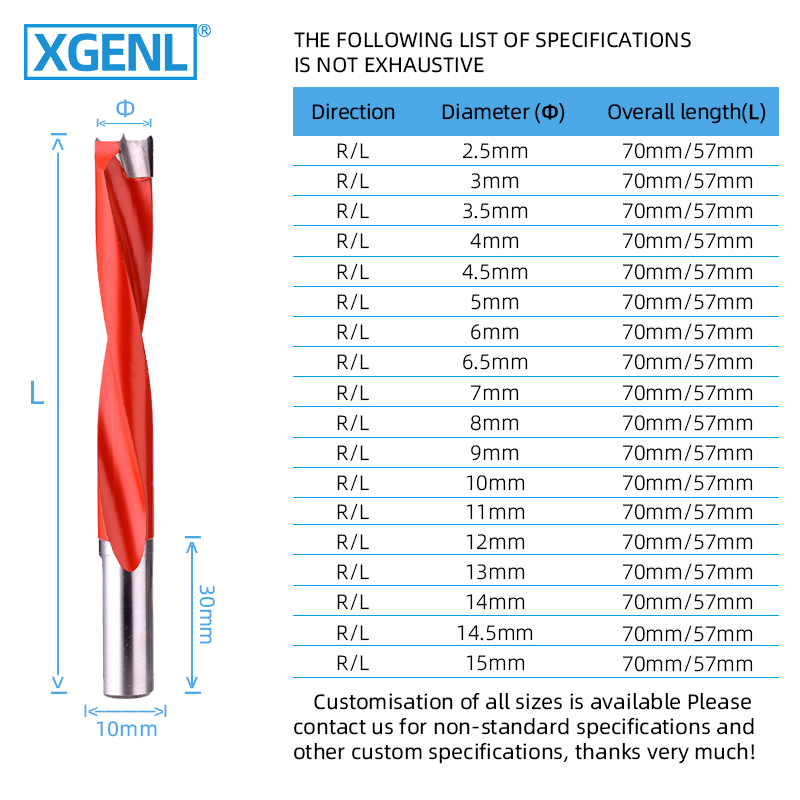 CNC Wood Drilling Tool Wholesale 10mm Shank Tungsten Carbide High-quality High-efficiency Inch Brad Point Drill Bit for
