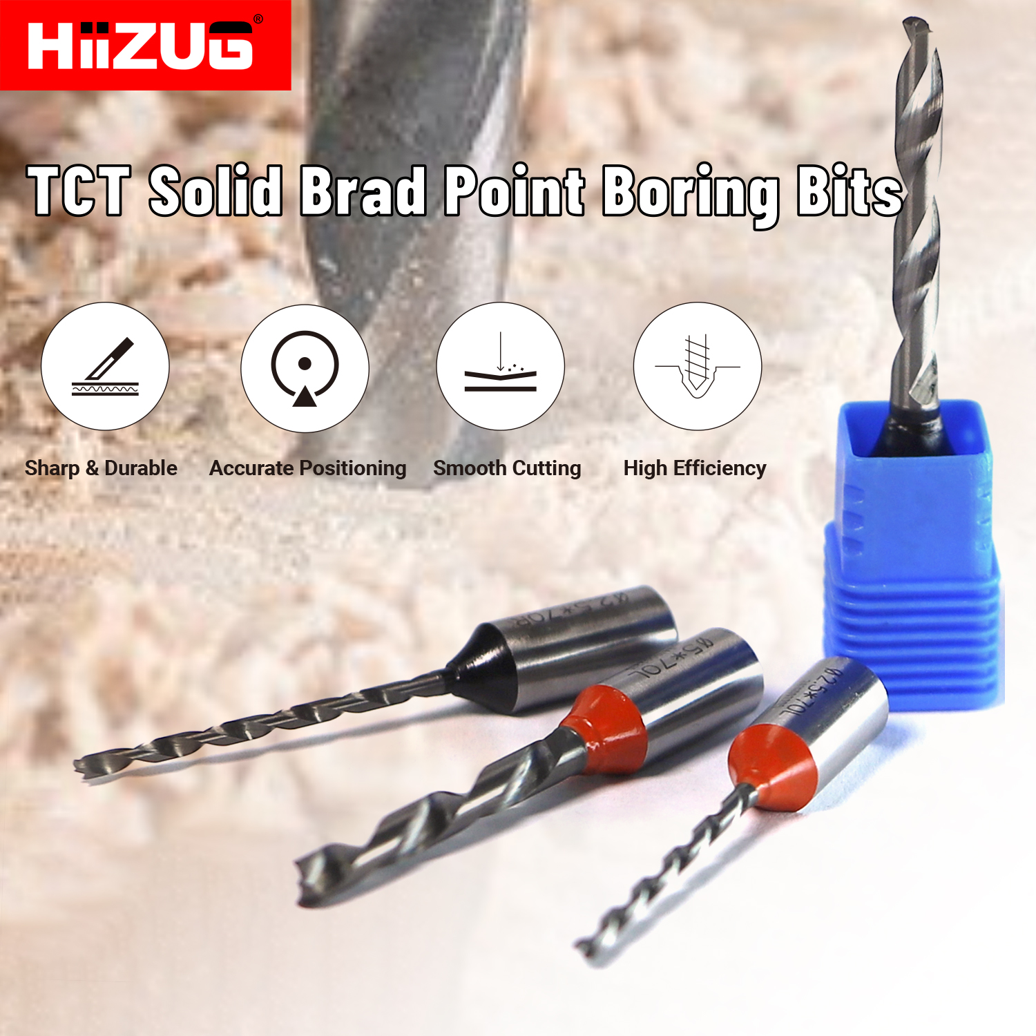 Hiizug Carbide Crown Drill 5x70mm L R Rotation TCT Brad Point Boring Bit for Wood Drilling TCT Through Hole Boring Drill Bits