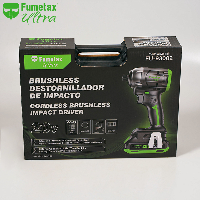 Fumetax 1/4" Three-Speed Cordless Brushless Impact Driver Kit for Construction High-Capacity Mini Hammer Drill