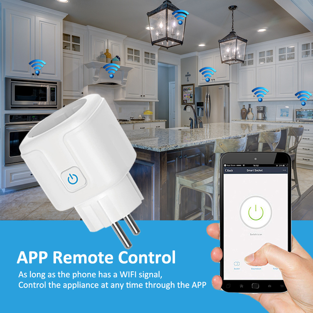 WiFi Smart Plug Socket Power Energy Monitor EU Multi-Control Compatibility Alexa Google Assistant Zigbee Modules Tools Product