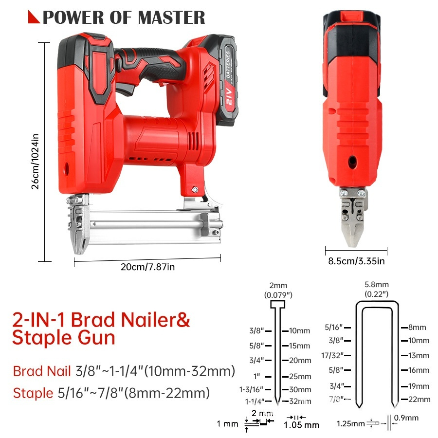NEW F32 Lithium Electric Staple Gun Cordless Brad Shooting Nail Guns Portable Nailing Tools Machine Battery Framing Nailer
