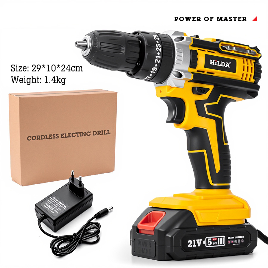 21 Volt Battery-Powered Rechargeable Drill and Screwdriver Customizable On Demand